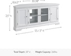 Leick Home Mateo Corner TV Stand, for 65 in. TV, 2 Glass Doors and 2 Soild Doors, White, 85386