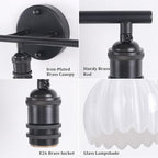 Shenmoyl Bathroom Light Fixtures, 3-Light Black Vanity Wall Light Over Mirror with White Tulip Glass Shade for Bedroom Living Room (Bulb Not Included)