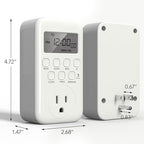 BN-LINK Indoor Digital Timer Outlet, Single Outlet 7 Day Programmable Light Switch, 3 Prong Plug in Timers for Electrical Outlets, Lamps, Fans, 8 On/Off Programs, 1 Pack, 15A/1875W, ETL Listed