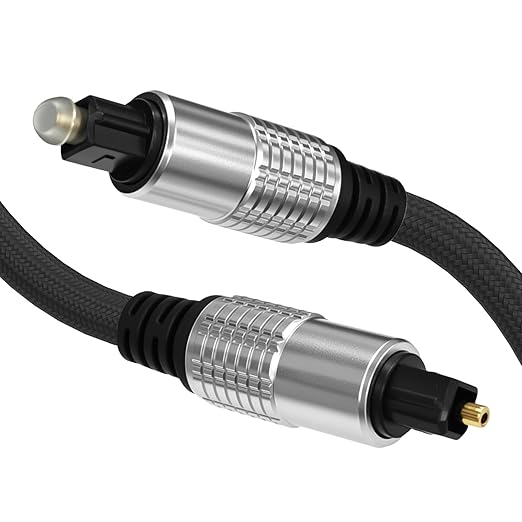 Cyberguys! Optical Audio Cable, Digital Optical Cable with Toslink Connectors, Braided Digital Audio Cables for Soundbar, TV, Receiver, Speaker, Xbox, PS5, Blu-Ray – Gold-Plated, 3.3ft