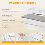 Vamos Tile Peel and Stick Backsplash Tile, 3''x6'' PVC Subway Tile, Stick on Backsplash for Kitchen/Bathroom/Fireplace,4-Piece Glossy Statury White with Dark Gray Grout