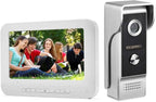 AMOCAM Video Intercom System, 7 Inche Monitor Wired Video Door Doorbell Kit, Outdoor IR Camera Door Intercom, Support Monitoring, 2-Way Audio Unlocking for Home