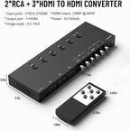Azduou 2 AV Inputs + 3 HDMI 2.0 Inputs to HDMI Converter (5 in 1) with Upgrade New Version