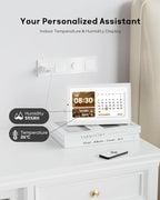 10.1" Digital Clock with Date and Day for Elderly, Remote Control Digital Calendar with 12 Themes & 9 Colors, AutoDST, 23 Preset Schedules & Customizable, Auto Dimming, Indoor Temperature, Humidity