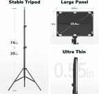 D50 Photography Lighting with Barn Door, 2-Pack 15.4" LED Video Light with Remote, 45W 3000K-8000K Dimmable Bi-Color Panel Light for Live Streaming/Wedding Shooting/Video Recording/Studio/Film