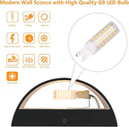 Aipsun Black Modern LED Wall Sconce Hardwired Indoor Wall Lights Set of 2 Up and Down Wall Mount Light for Living Room Bedroom Hallway Corridor Conservatory Warm White 3000K(with G9 Bulbs)