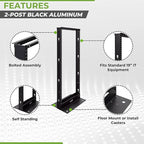 NavePoint 25U 2 Post Open Frame Server Rack for 19 Inch Equipment, AV, Networking, Data & IT Devices, 2-Post Rack 25U 661lbs Weight Capacity, Black
