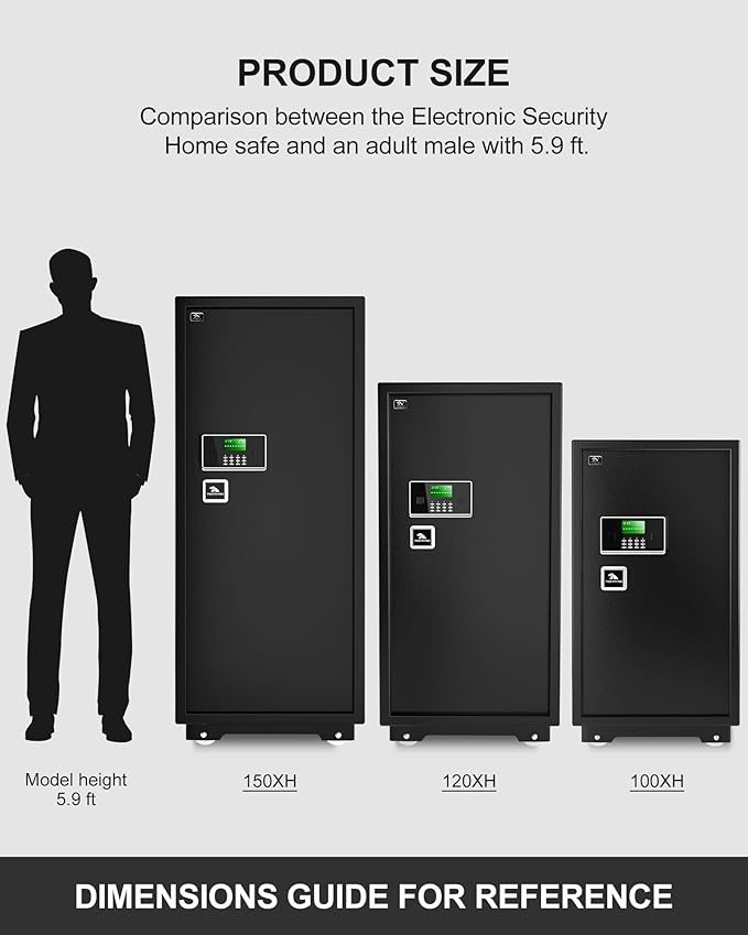 【US STOCK】TIGERKING 11.5 Cubic Feet Extra Large Heavy Duty Safe Box, Home Safe with Double Safety Key Lock and Separate Lock Box, Digital safe with 3 Removable Shelf for Home Hotel Office,180lbs