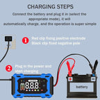 6-Amp 12V Smart Car Battery Charger, Battery Maintainer Trickle Charger with Desulfator, Pulse Repair & Overcharge Protection - for Car Lawn Mower Marine Lead-Acid Batteries (Blue)