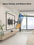 USX MOUNT UL Listed Full Motion TV Wall Mount for 37-90 Inch TVs up to 150 lbs, TV Mount Bracket with Articulating Arms Pre-Assembled, Swivel and Tilt, Fits 16",18, 24" Wood Studs, Max VESA 600x400mm