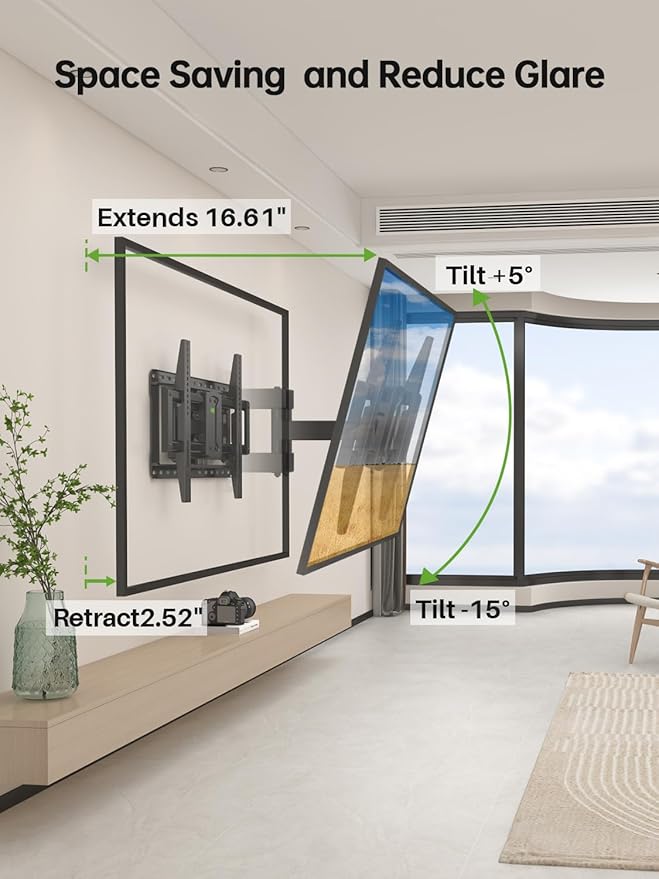 USX MOUNT UL Listed Full Motion TV Wall Mount for 37-90 Inch TVs up to 150 lbs, TV Mount Bracket with Articulating Arms Pre-Assembled, Swivel and Tilt, Fits 16",18, 24" Wood Studs, Max VESA 600x400mm
