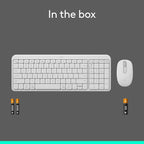 Logitech MK250 Bluetooth Wireless Mouse and Keyboard Combo: Fast & Easy Connectivity, Compact Wireless Keyboard, Ambidextrous Mouse, Durable Build - Windows/MacOS - White