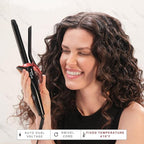 TAIFF Curves Professional Black Titanium Curling Iron – High-Performance Hair Curler & Rizadora para Cabello with Dual Voltage | Fixed Temperature 410°F | 3/4”