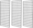 NEESEEYEE Commercial Grade Gridwall Panels – Heavy Duty Grid Panel for Any Retail Display, 2’ Width x 4’ Height, 3 Gridwall Panels Per Carton (Black Finish)