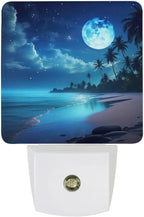 YKJAHSD Moon Beach Night Light, Plug into Wall Decor Nightlights for Bedroom, Bathroom, Hallway, Kitchen, with Dusk to Dawn Light Auto Sensors LED Night Lights for Boys Girls Women Men Room Gifts
