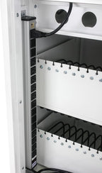 35 Device Charging Cart for Laptops and Tablets Up to 16.3-inch, Mobile Charging Station with AC Outlets, Secure Storage and Cable Management, Mobile Charging Cabinet for Ipads, Chromebooks, White