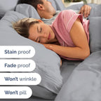 Split Head King Sheet Set – 4 Piece Flex Split Top King Sheets for Adjustable Beds - Fits 14” to 16" Mattress w/ Deep Pockets - Soft, Breathable & Cooling - Luxury Bedding & Wrinkle Free - Steel Blue