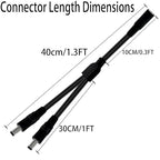 1.3FT 5.5mmx2.5mm 14AWG 12V/24V DC Power Splitter 1Female to 2Male High Power 5525 Connector for Solar Panel, Energy Storage Power Supply, Outdoor Power Supply, LED Strip Light 2pcs