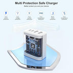2Pack iPhone 17/16/15 Pro Max USB C to C Woven Cable Cord,PD 40W Type C Apple Charger 4 Port Wall Plug with 3FT USB C-C Fast Charging Woven Cord for iPhone 17 Air/16e/17/16/15/15 Plus/Pro/Pro Max/iPad