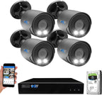 GW Security Smart AI 8 Channel 12MP NVR Ultra-HD 4K PoE Security Camera System with 4 x 8MP 2160P Face Recognition/Human/Vehicle Detection Outdoor Indoor Surveillance IP Camera, Built-in Microphne