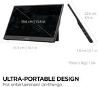 ViewSonic VX1654 16 Inch 1080p IPS Portable Gaming Monitor with 144Hz, AMD FreeSync, 2 Way Powered 60W USB C, Mini HDMI, and Built-in Stand with Protective Cover
