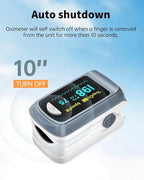 Fingertip Pulse Oximeter Blood Oxygen Saturation Monitor Pulse Ox, Heart Rate and Fast Spo2 Reading Oxygen Meter with OLED Screen Included Lanyard and 2 X AAA Batteries