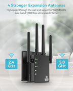 105-Device Compatible WiFi Extender Signal Booster, WiFi Extender, 12880 Sq.Ft Long Range, Dual Band 5GHz/2.4GHz 1200Mbps, Simple Installation for Home & Outdoor