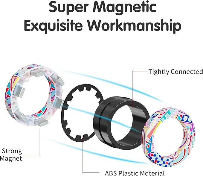 9Pcs Magnetic Rings Fidget Toys Adult Set, Idea ADHD Fidget Stress Toy Pack,Fidget Spinner Rings for Anxiety Relief Therapy Toys for Boy and Girl Ages 8-13,Teens Gift Easter Basket Stuffers
