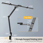 Micomlan Led Desk Lamp with Clamp, Architect Desk Lamp for Home Office with Atmosphere Lighting, 24W Ultra Bright Auto Dimming Computer Light Stepless Dimming and Tempering LED Table Light