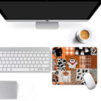 Ghost Cowboy Patchwork Halloween Square Mouse pad, Texture, Waterproof, Anti Slip Rubber Base, Computer Mouse pad, Laptop Mouse pad