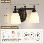EJIAXIN 2 Lights Bathroom Vanity Light, Black Bath Vanity Light Modern Bathroom Vanity Lights Vintage Style for Living Room Cabinet Bedroom About Mirror