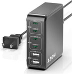 MSTJRY Charging Station for Multiple Devices : 130W 6 Port GaN Fast USB C Charger Station, Compact Multi Port PD 65W 45W Charger for iPhone 17/16 15/14/13/Pro Max