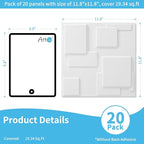 Art3d 20 Pack Decorative 3D Wall Panels, 19 Sq.Feet PVC Interior Wall Décor, 11.8"x11.8", White