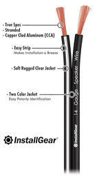 InstallGear 14 Gauge AWG Speaker Wire True Spec ans Soft Touch Cable Wire (500ft White/Black) - Car Speakers, Stereos, Home Theater Speakers, Surround Sound, Radio - 14 Gauge Black Speaker Wire