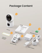 Anlapus 2 x A51D 4MP Dual Lens(2MP+2MP) Indoor Security Camera, Motion Detect, Auto Track, Plug-in, 360° WiFi Pan/Tilt Camera, 2.4GHz WiFi, Two-Way Talk, Light & Siren Alert, Memory Card Not Include