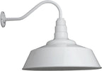 Steel Lighting Co. Large Outdoor Barn Light | Gooseneck Light Fixture | Made in America from 18-Gauge Steel | 20" Dome | 16" Gooseneck White Exterior/White Interior