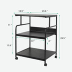 GCCSJ Large Printer Stand，3 Tier Printer Cart with Adjustable Storage Shelf，23.6 x18.9 x 29.5 inches Printer Stand for Home Office, Stands for Heat Press Scanner Fax, Industrial Style, Black