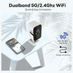 ORAXIUM Wireless Outdoor Security Camera, 2.4G/5G WiFi Window Camera for Home Security with Motion Detection, Two-Way Audio, SD/Cloud Storage