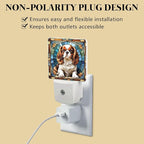 PODMemory Cavalier King Charles Spaniel Stained Glass Night Lights Plug into Wall for Room, Cavalier King Charles Spaniel Night Light LED for Bedroom