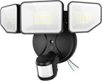 Meloght 65W 6500LM Flood Lights Outdoor Motion Sensor, Hardwired Security Floodlights 6500K IP65 Waterproof, Dusk to Dawn Lighting Outside, Black 1 Pack