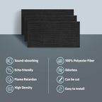 UMIACOUSTICS 6 PCS Sound Proof Panels,47.2 x 23.6 Inches Sound Absorbing Panels,Decorative Acoustic Panels in Art Curve Shaped Black Color