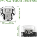 BOJACK 2 Way Power Distribution Connecting Block 1x0/2/4 Gauge Input 2x4/8 Gauge Output Power Distribution Block for Car Amplifier Audio Splitter