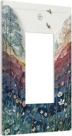 Bvtewkhz Wildflowers Rustic Flowers Floral Plants 1 Gang Single Rocker Wall Plate Cover Vintage Mountain Decorative Light Switch Covers Electrical Faceplate Switch Plates for Bathroom Kitchen Home
