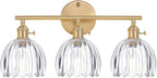Shenmoyl Bathroom Light Fixtures, 3-Light Brass Vanity Wall Light Over Mirror with Clear Tulip Glass Shade for Bedroom Living Room (Bulb Not Included)