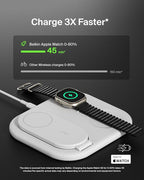Belkin 3-in-1 MagSafe-Compatible iPhone Charger - Foldable Magnetic Qi2 Certified, MagSafe Charging Station for Phone, Apple Watch, AirPods - Wireless for Multiple Devices