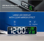Digital Clock, Clock for Bedroom, Clocks for Living Room Decor, Desk Table Clock, Alarm Clock Large Display with Date Week Temperature, Automatic Brightness Dimmer, Smart Cool Modern (White green)