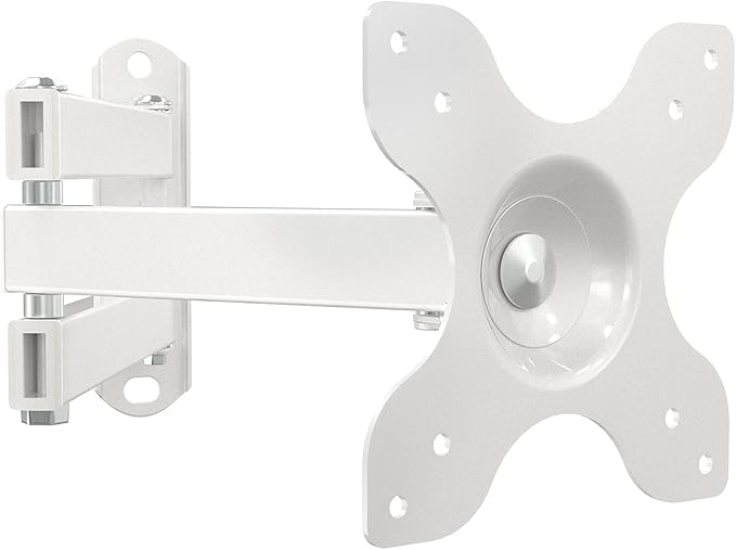 WALI TV Wall Mount Articulating LCD Monitor Full Motion 15 inch Extension Arm Tilt Swivel for Most 13 to 32 inch LED TV Flat Panel Screen with Mounting Holes up to 100x100mm (1330LM-W), White