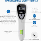 Red Light Therapy Device for Body Pain ReIief with Stand, 6x808nm+12x650nm Handheld Near Infrared Light Therapy with PW Pulsed Wave Model for Human and Pet Body Joint Back Knee Muscle