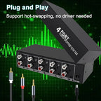 FlyroadUp 3.5mm Aux + RCA L/R Audio Splitter 1 in 4 Out Stereo Analog Audio Distributor Box