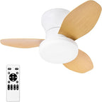 Glowall Small Ceiling Fan with Lights, 25 Inch Flush Mount with Remote Control, Reversible Quiet DC Motor, 3 Blades, 6 Speeds, Dimmable LED, Adjustable Color Temperature, Timer